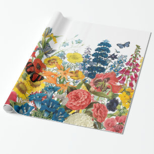modern vintage flowers wrapping paper