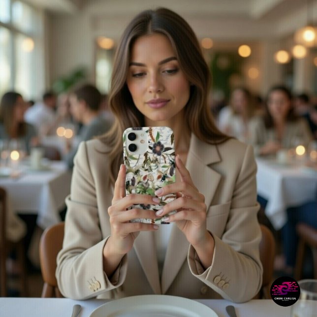 Modern Vintage French Bees & Flowers (French Script Botanical Bee iPhone case styled for everyday moments.)