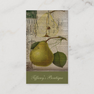 modern Vintage french Botanical Print fruit pear Business Card