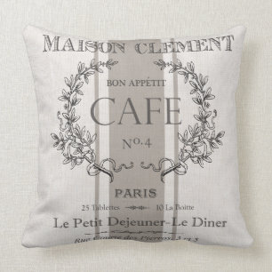 modern vintage french cafe cushion