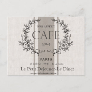 modern vintage french cafe postcard