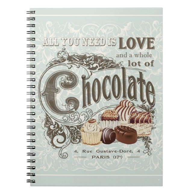 modern vintage french chocolates notebook (Front)
