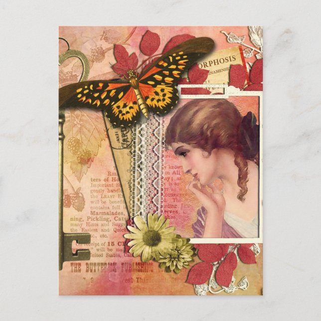 Modern Vintage French  collage Postcard (Front)