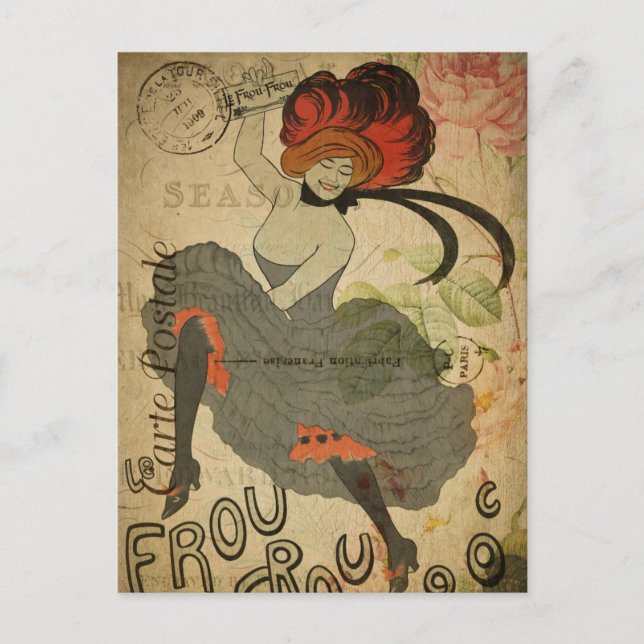 Modern Vintage French Dancer collage Postcard (Front)