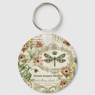 Modern Vintage French Dragonfly Key Ring