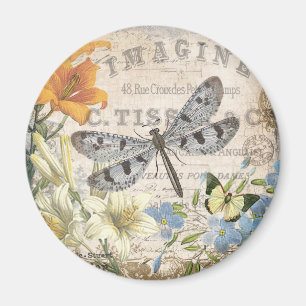 modern vintage french dragonfly magnet