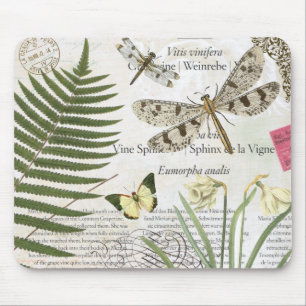 modern vintage french dragonfly mouse pad