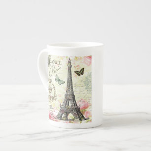 modern vintage french eiffel tower bone china mug