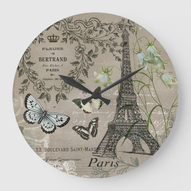 modern vintage french Eiffel Tower garden clock (Front)