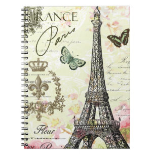 modern vintage french eiffel tower notebook