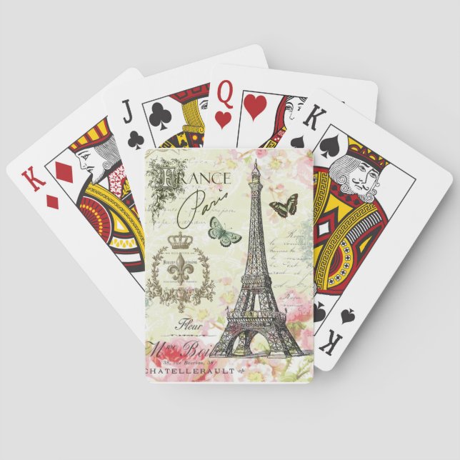 modern vintage french eiffel tower playing cards (Back)