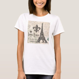 modern vintage french Eiffel Tower T-Shirt
