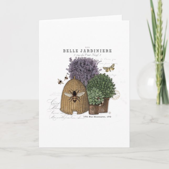 Modern Vintage French Farmhouse Bee Card (Front)