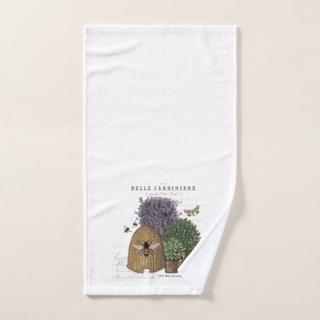 Modern vintage french farmhouse bee hand towel (Hand Towel)