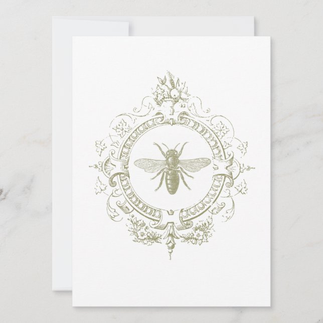 Modern Vintage French farmhouse bee Invitation (Front)