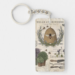 Modern Vintage French Farmhouse Bee Key Ring