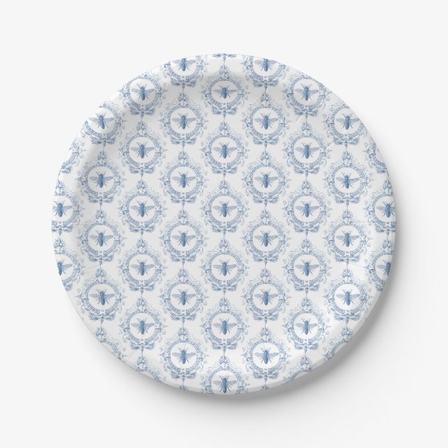 modern vintage french farmhouse bee paper plate (Front)