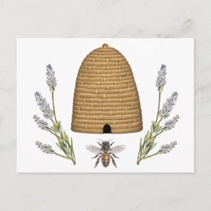 Modern vintage french farmhouse bee postcard