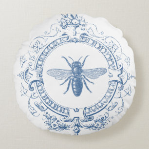 modern vintage french farmhouse bee round cushion