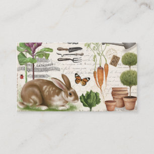 Modern Vintage French Farmhouse Garden Rabbit Business Card