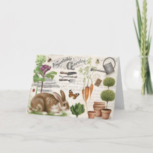 Modern Vintage French Farmhouse Garden Rabbit Card