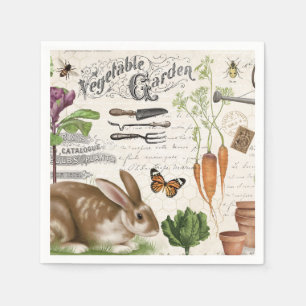 Modern Vintage French Farmhouse Garden Rabbit Napkin