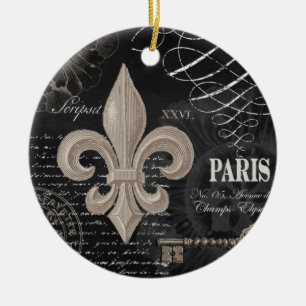 modern vintage french fleur de lis ceramic tree decoration