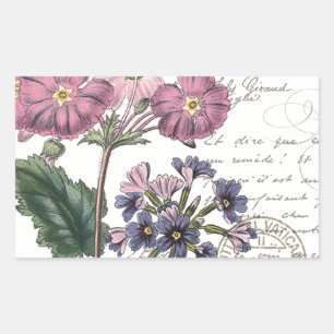 modern vintage french floral rectangular sticker