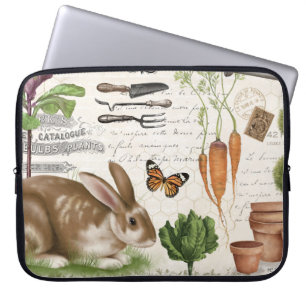 Modern Vintage French Garden Rabbit Laptop Sleeve