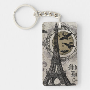 modern vintage french halloween Eiffel tower Key Ring