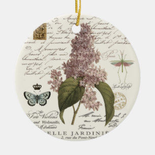 modern vintage French Lilacs Ceramic Ornament