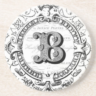 Modern Vintage French Monogram letter B Coaster