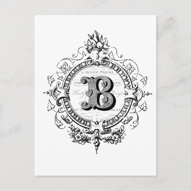 Modern Vintage French Monogram letter B Postcard (Front)