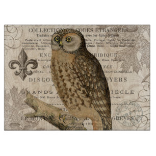 modern vintage french owl cutting board