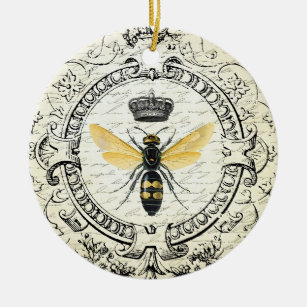 Modern vintage french queen bee ceramic ornament