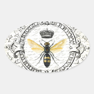 MODERN VINTAGE french queen bee Oval Sticker