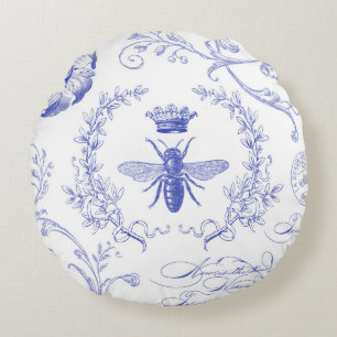 modern vintage french queen bee round cushion