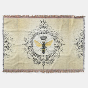 modern vintage french queen bee throw blanket