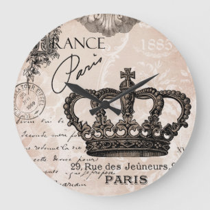 modern vintage french shabby chic crown large clock