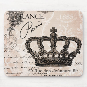 modern vintage french shabby chic crown mouse pad