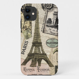 Modern Vintage French travel collage iPhone 11 Case