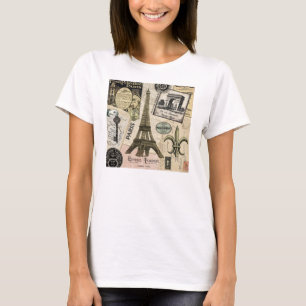 Modern Vintage French travel collage T-Shirt