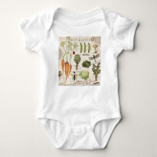 modern vintage french vegetable garden baby bodysuit