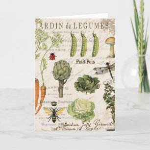 modern vintage french vegetable garden card