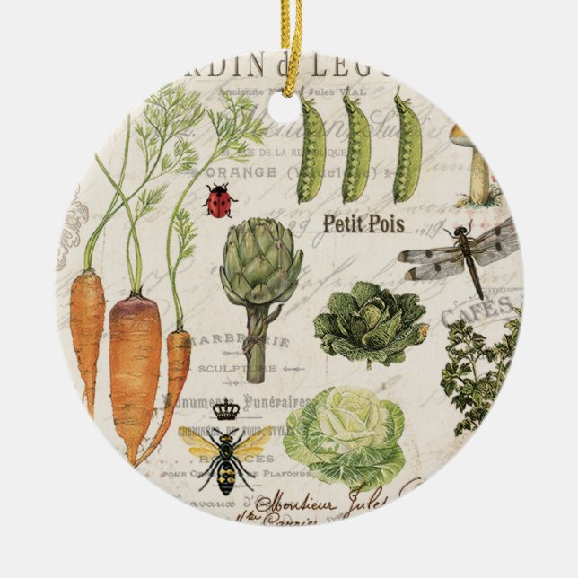 modern vintage french vegetable garden ceramic ornament (Front)