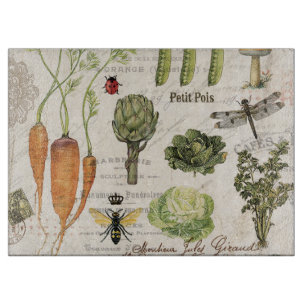 modern vintage french vegetable garden cutting board