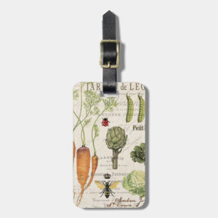 modern vintage french vegetable garden luggage tag