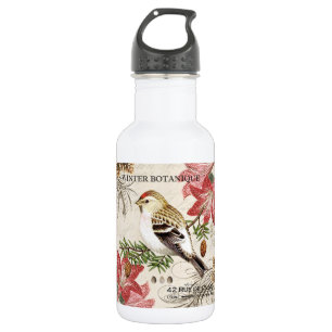 modern vintage french winter bird 532 ml water bottle