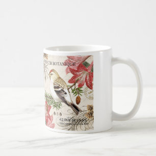 modern vintage french winter bird coffee mug
