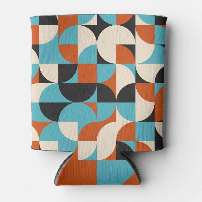 Modern Vintage: Geometric Retro Shapes. Can Cooler (Front)